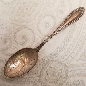 Antique NSCo Sterling Silver Souvenir Spoon Engraved Los Angeles California